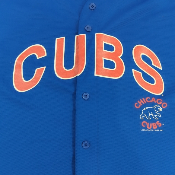 Vintage Chicago Cubs Team Logo MLB NL Logo Athletic Men 2001 Blue Red Jersey XL. - Picture 2 of 9